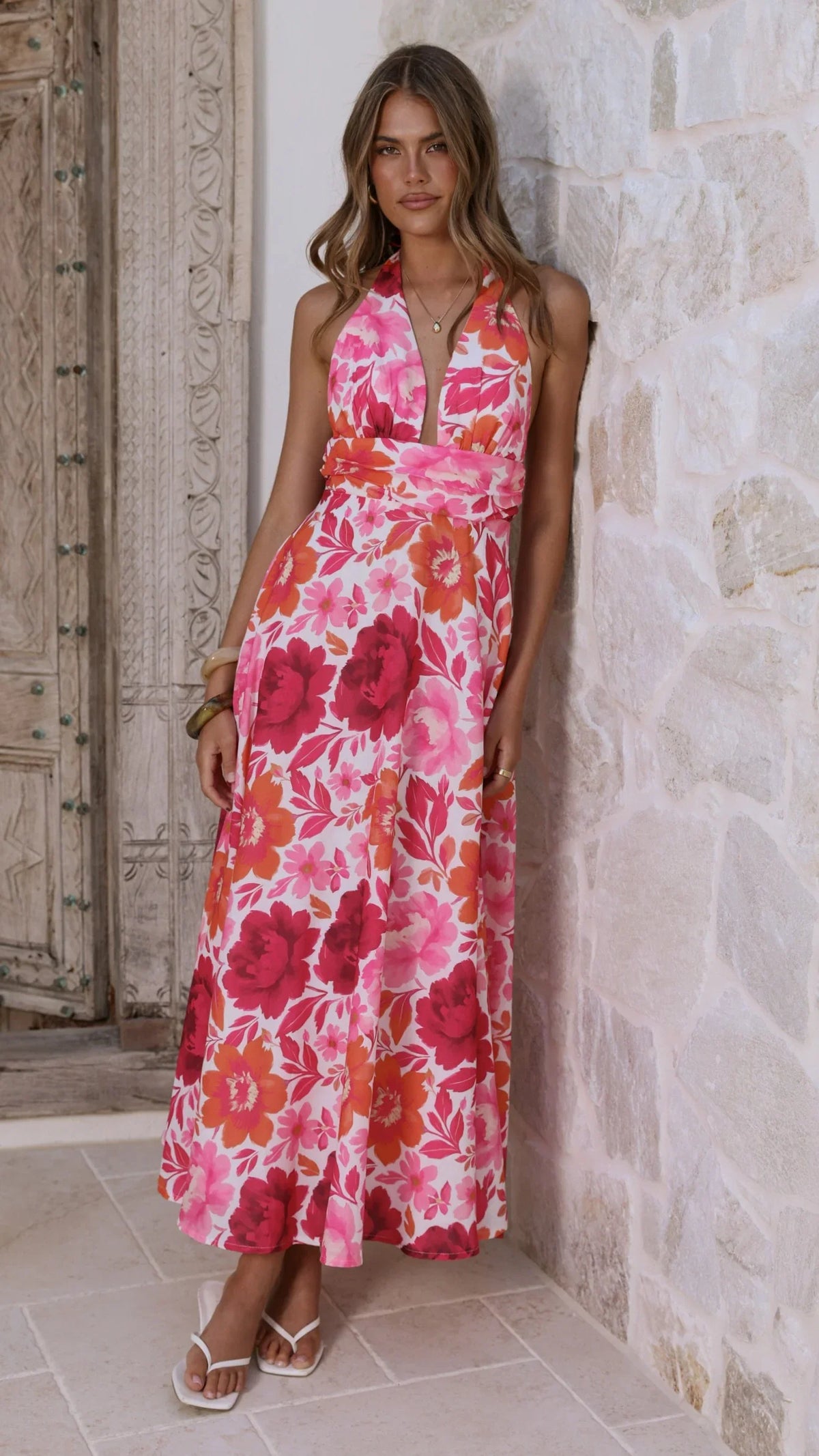 Anara Maxi Dress Pink Floral