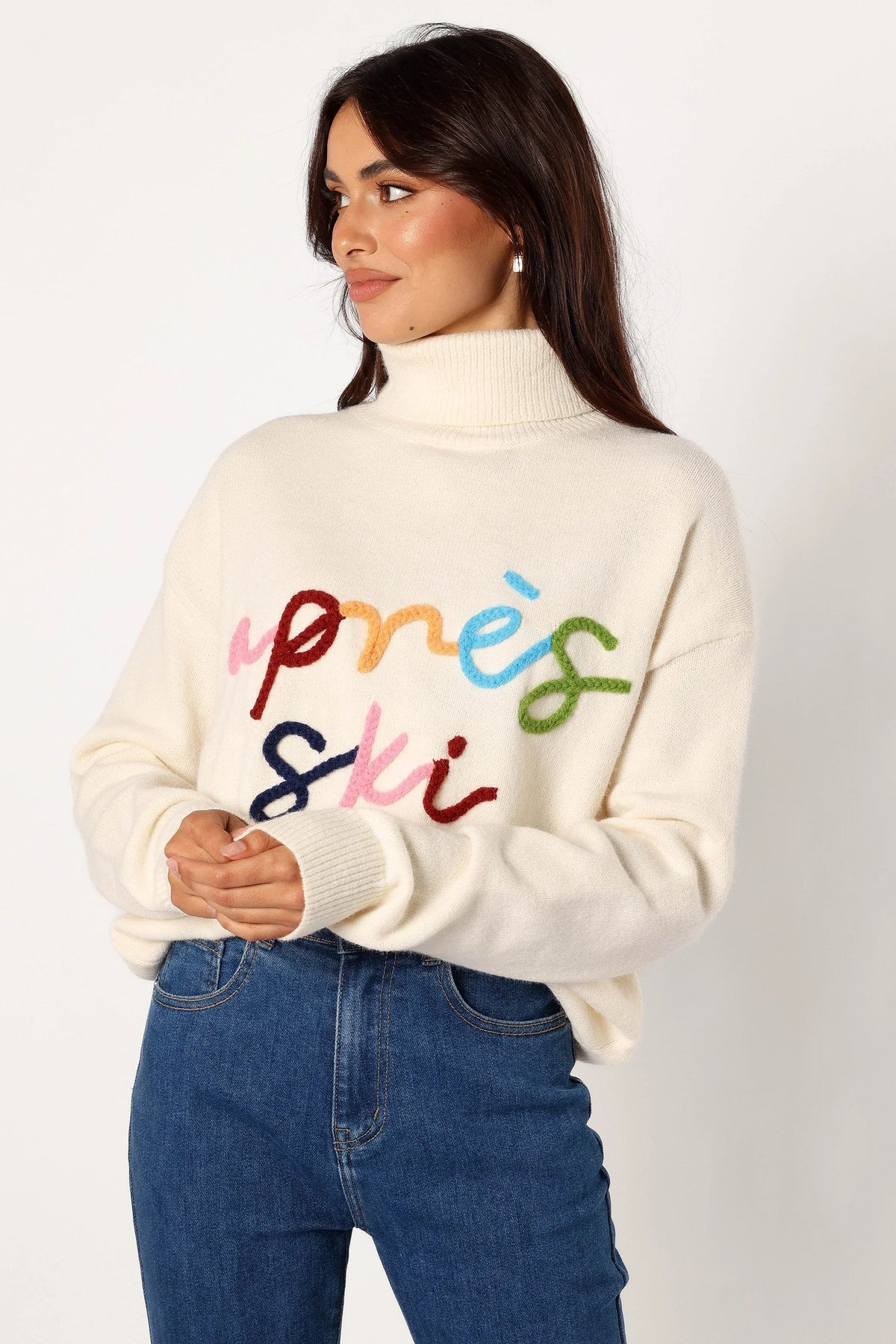 Apres Ski Turtleneck Knit Sweater Off White