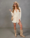 Countryside Charm Pleated Waist Tie Mini Dress