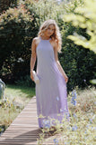Melody Plisse Halter Maxi Dress Lavender