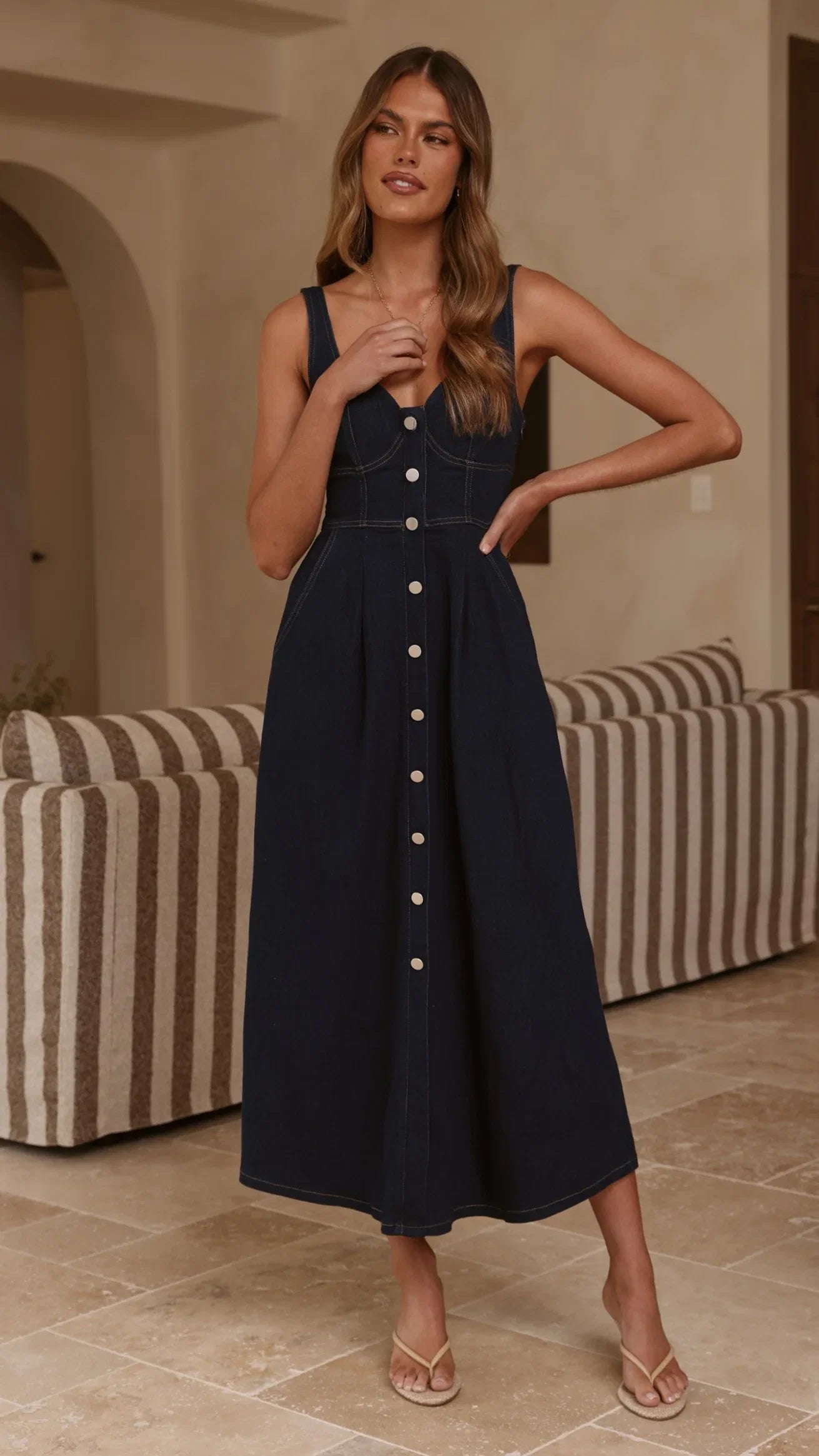 Abrianna Midi Dress Dark Denim