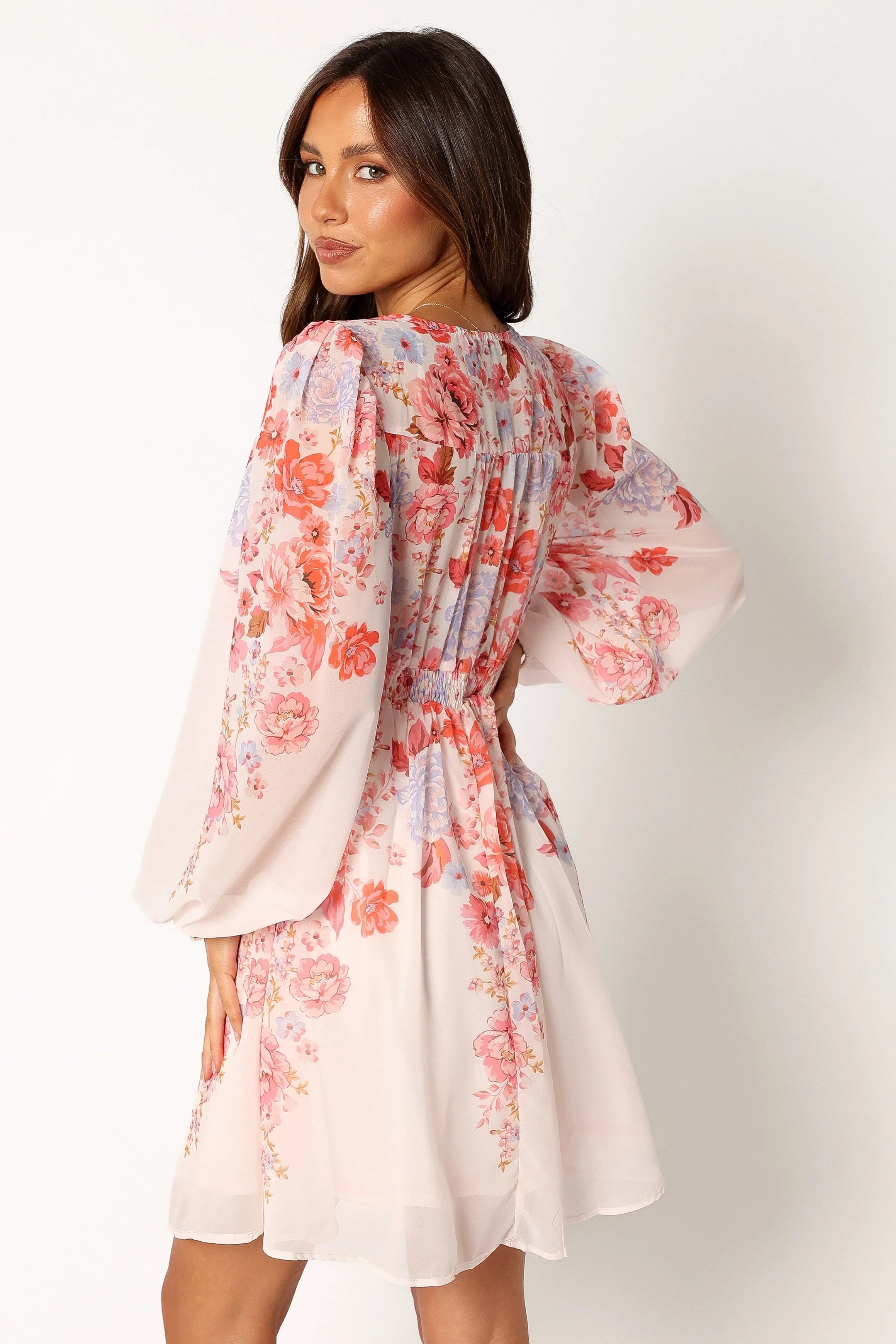 Hattie Long Sleeve Mini Dress Pink Floral