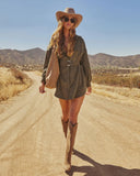 Clover Wood Corduroy Mini Shirt Dress