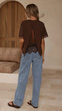 Clare Lace Back T Shirt Chocolate