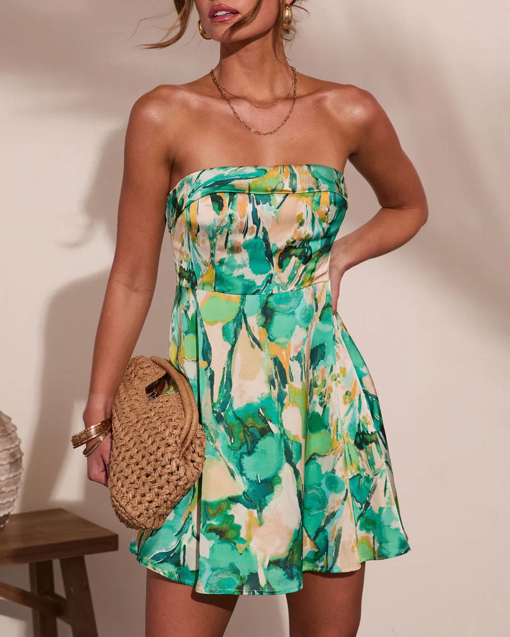 Tiki Breeze Abstract Print Mini Dress