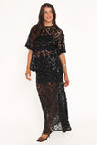 Yonder Sheer Panel Lace Maxi Skirt Black