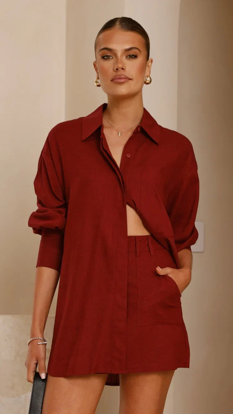 Charla Mini Skort Burgundy