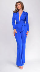 Kajsa Long Belted Jumpsuit Royal Blue