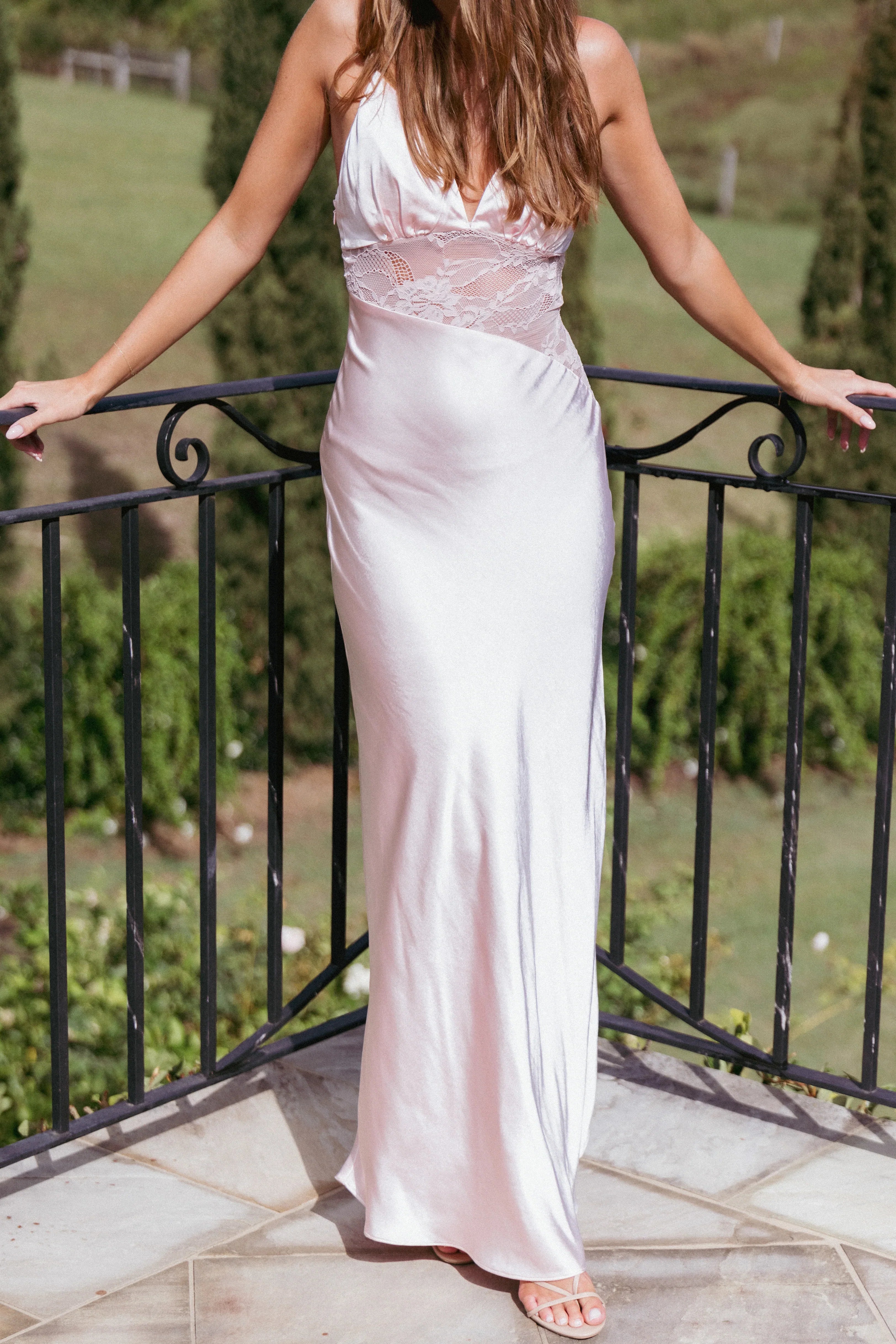 Milla Maxi Lace Dress Pale Pink