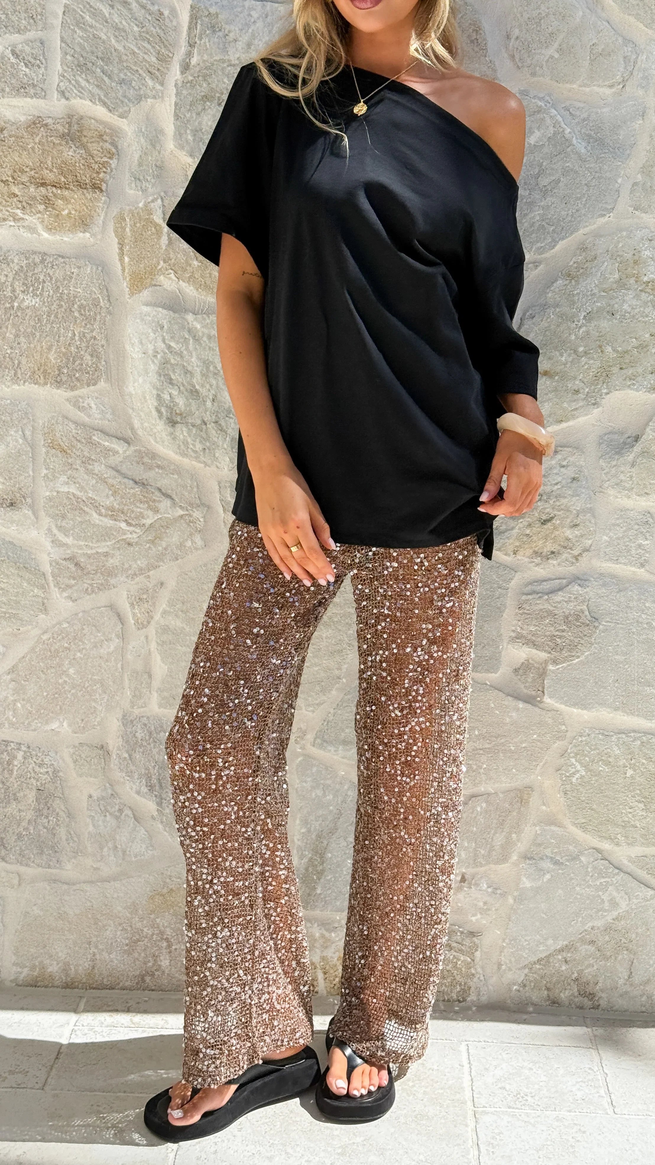 Zinnia Sequins Pant Mocha
