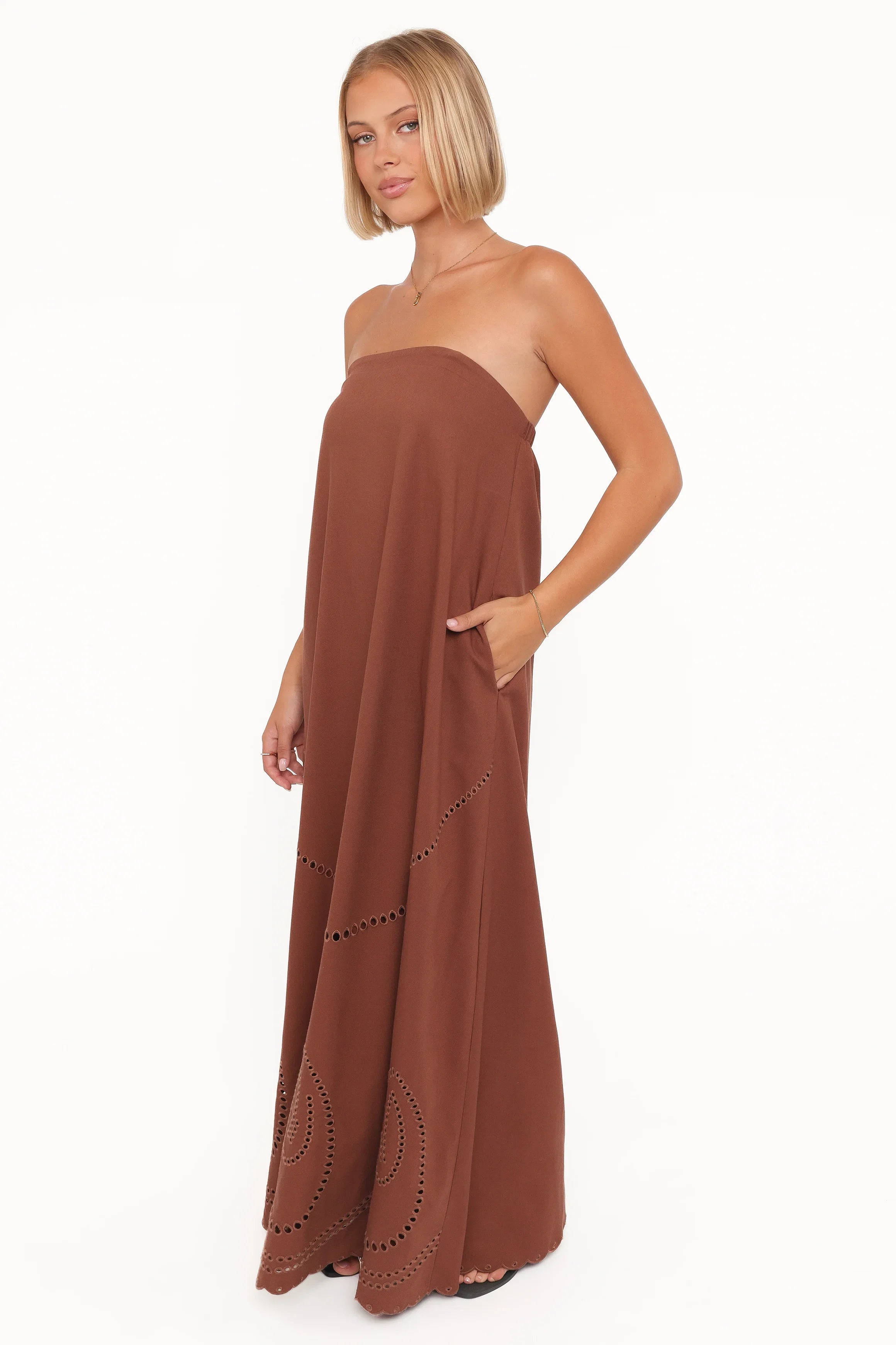 Como Strapless Maxi Dress Brown