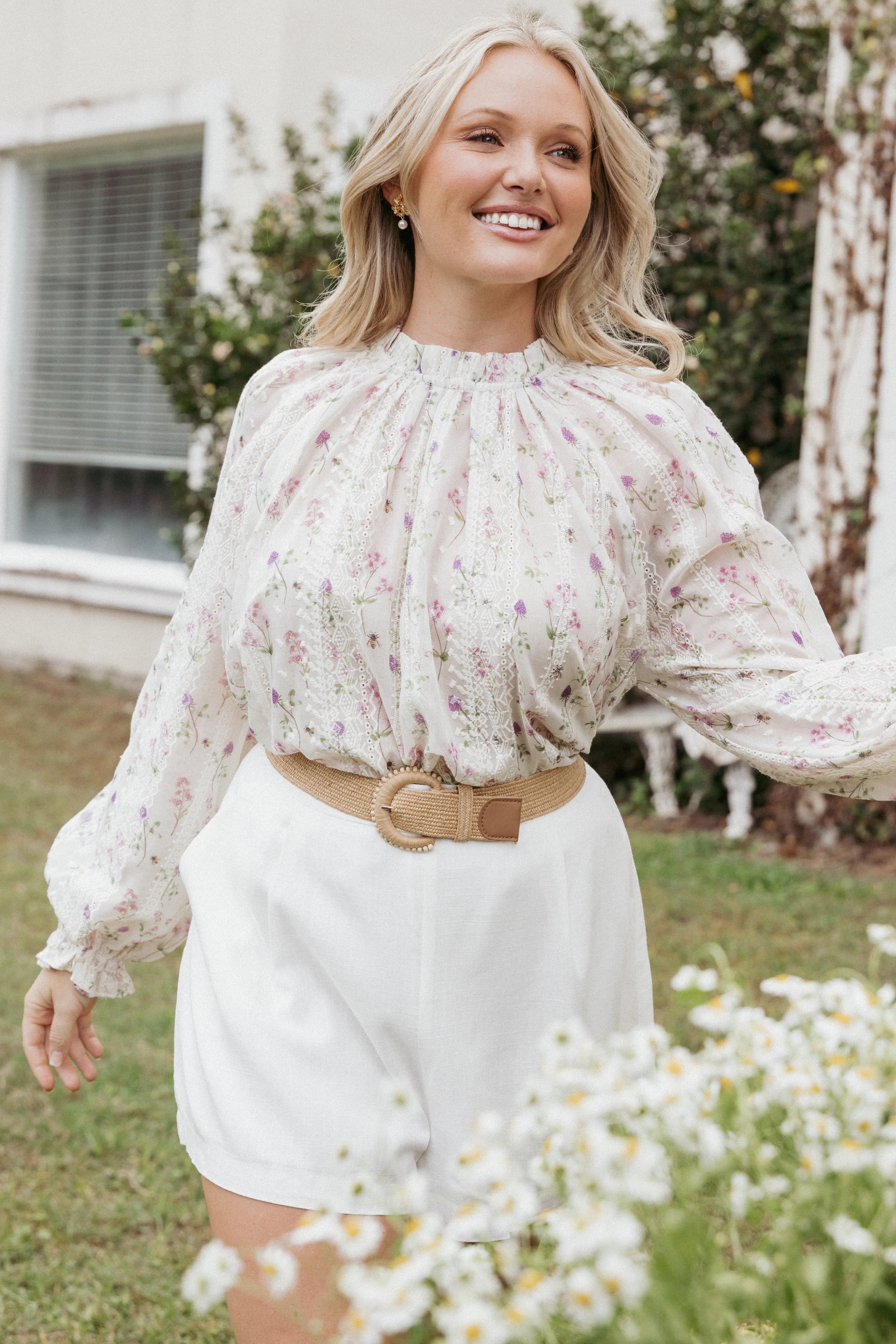 Annie Long Sleeve Top Pink Floral