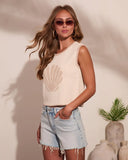 Tide Treasure Knit Graphic Seashell Tank Top