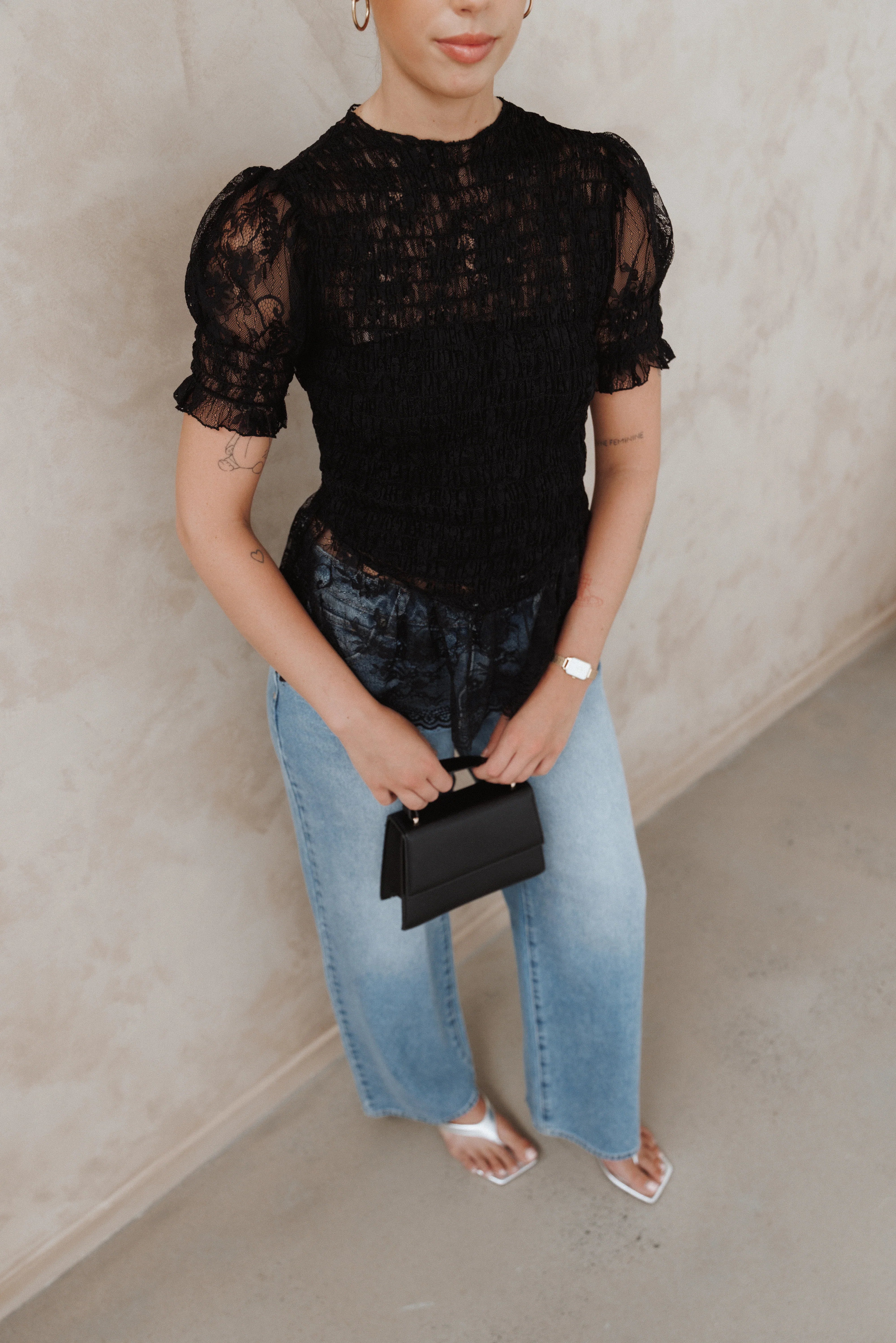 Adeline Peplum Top Black