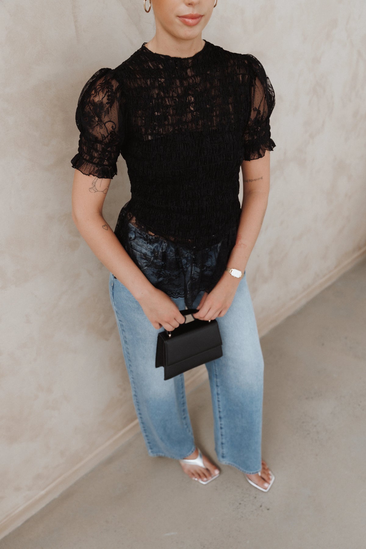 Adeline Peplum Top Black