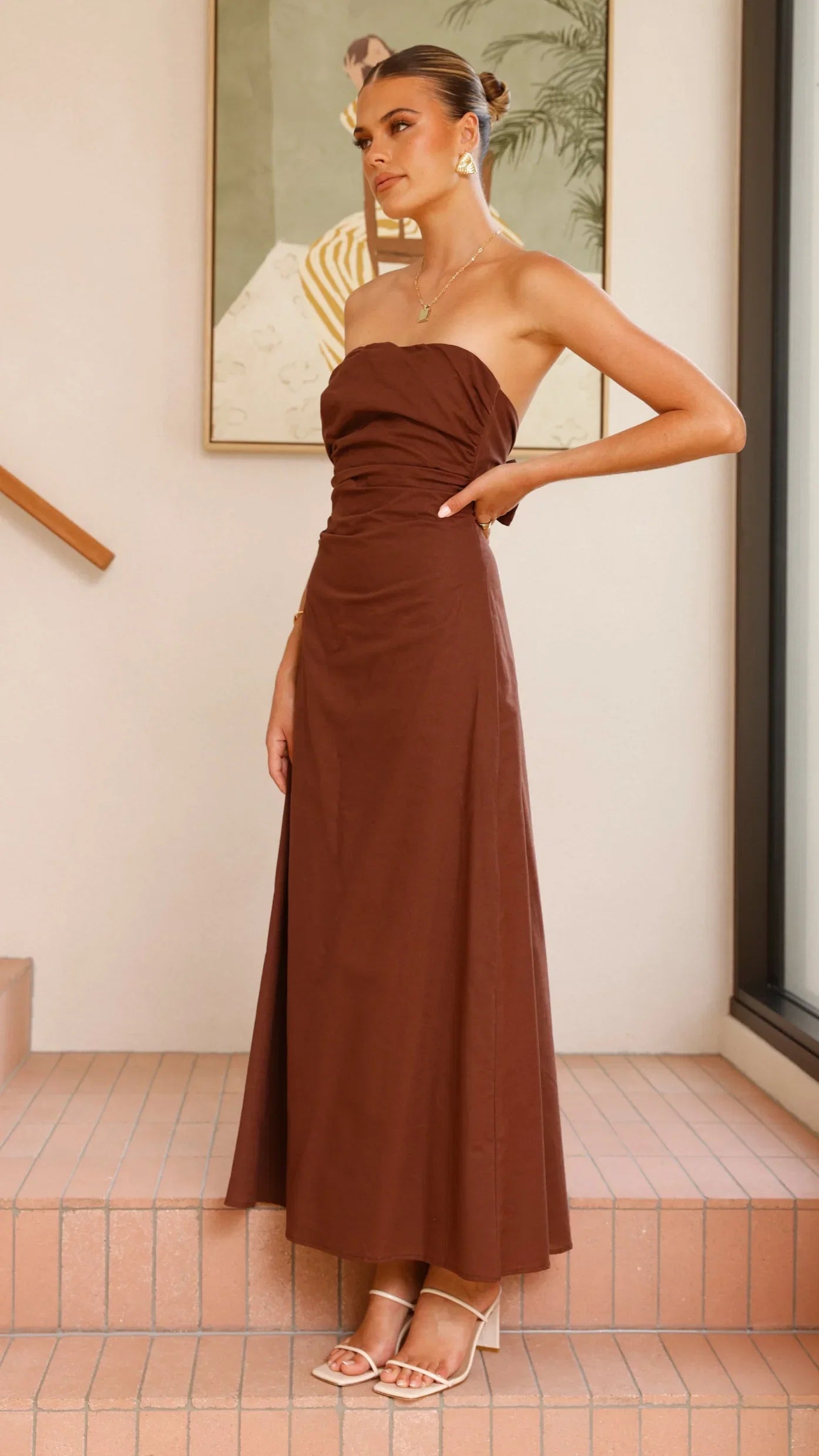Bolivia Strapless Maxi Dress Chocolate