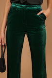 Darla Velvet Wide Leg Pants Hunter Green