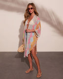 Fresh Rays Abstract Cover Up Front Tie Top