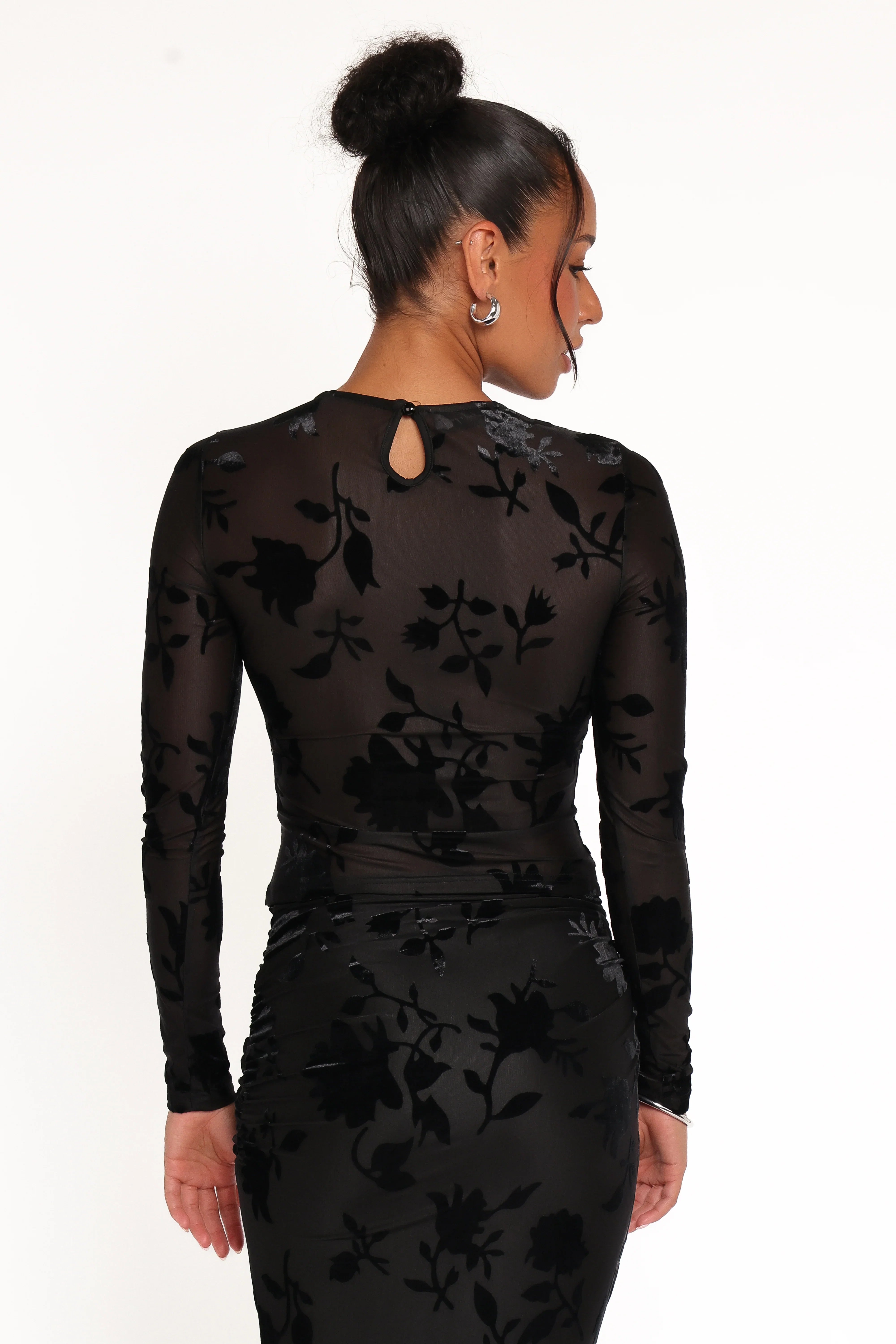 Elani Velvet Burnout Top Black