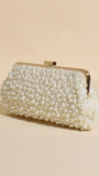 Norma Jean Faux Pearl Clutch Cream Gold