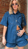 Olivia Shirt and Shorts Set Dark Denim
