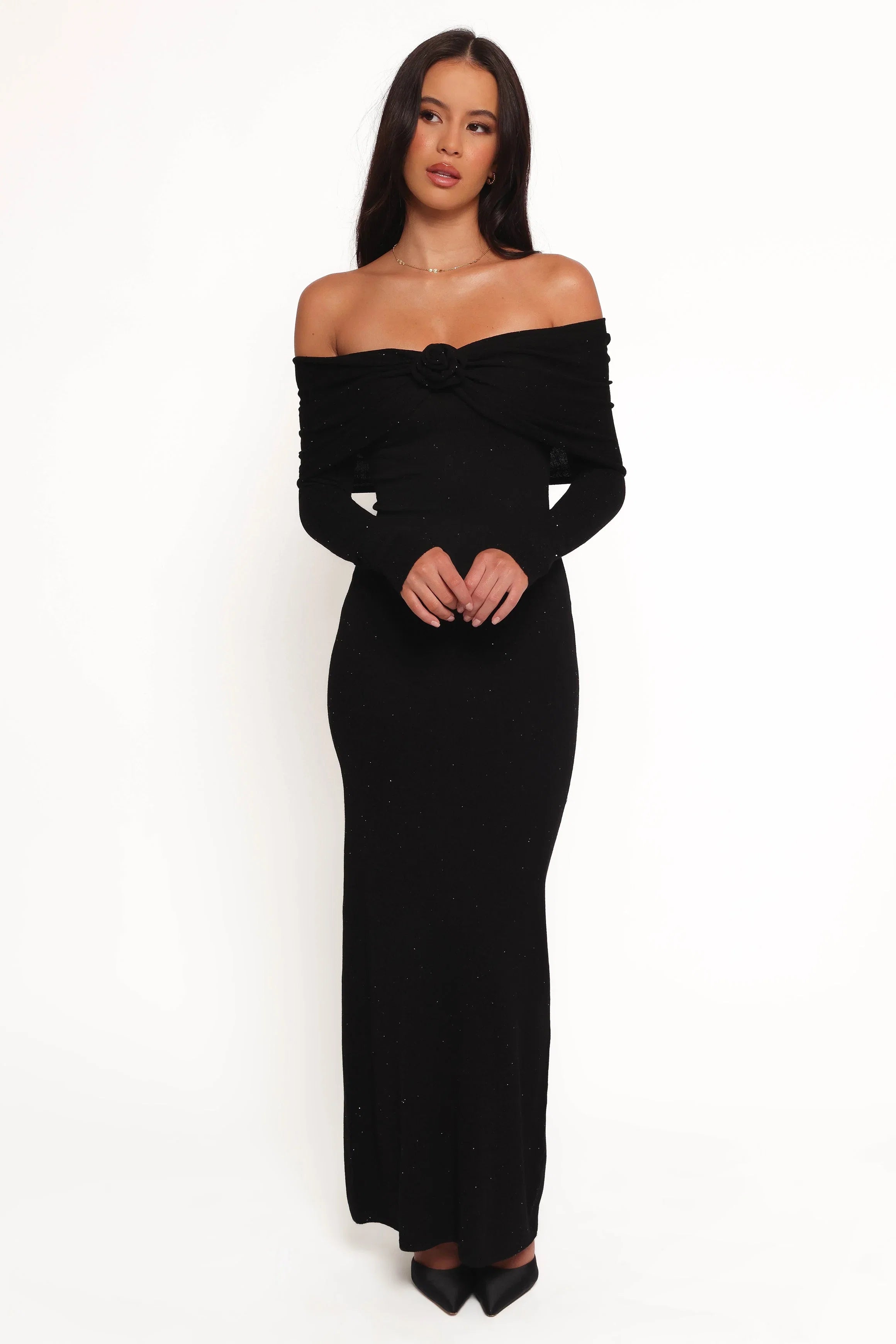 Pennie Maxi Dress Black Sequin Knit