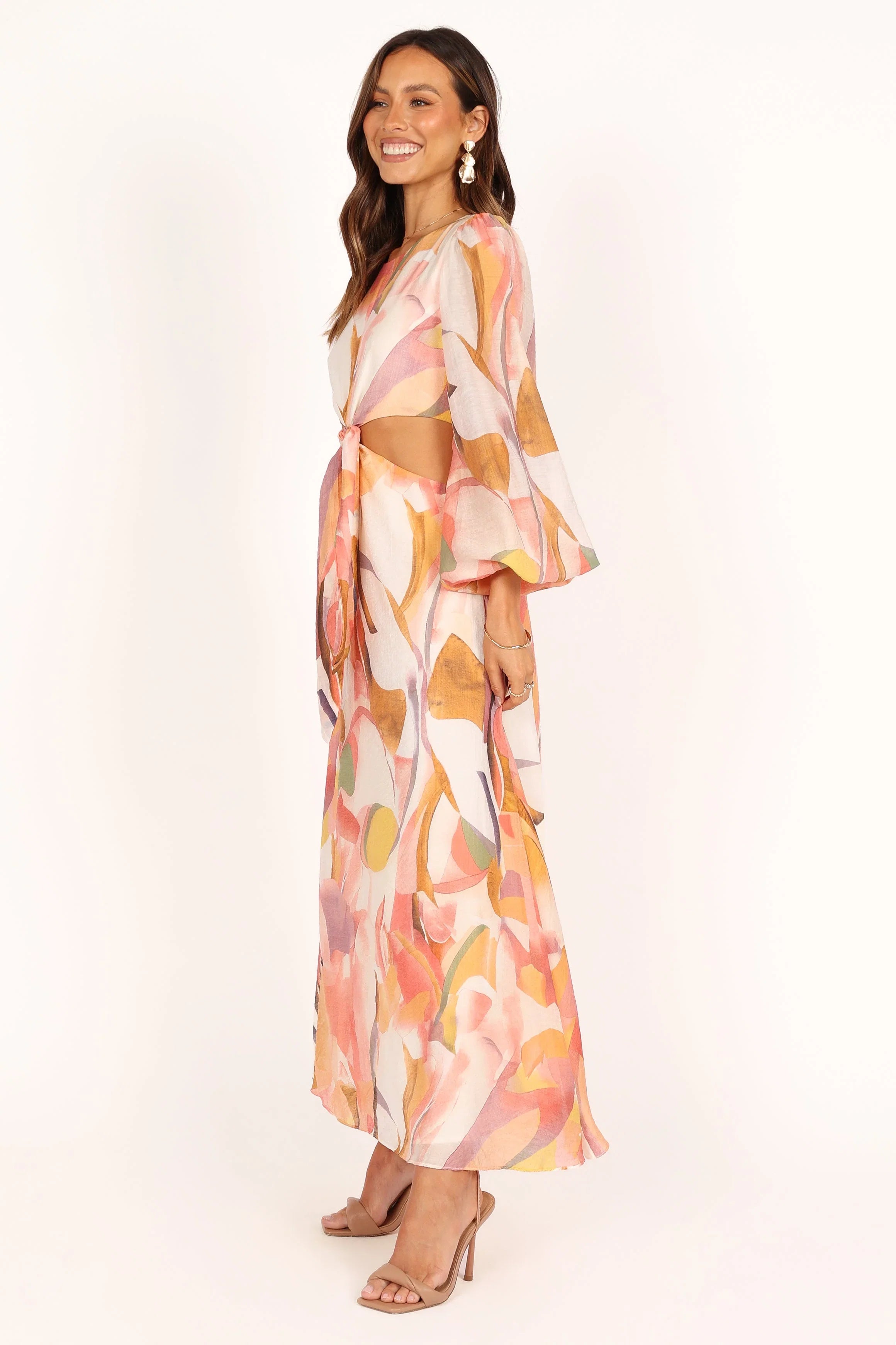 Laquin Long Sleeve Maxi Dress Pink