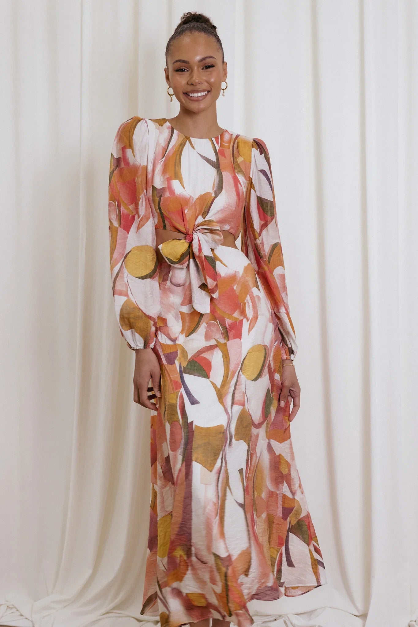 Laquin Long Sleeve Maxi Dress Pink