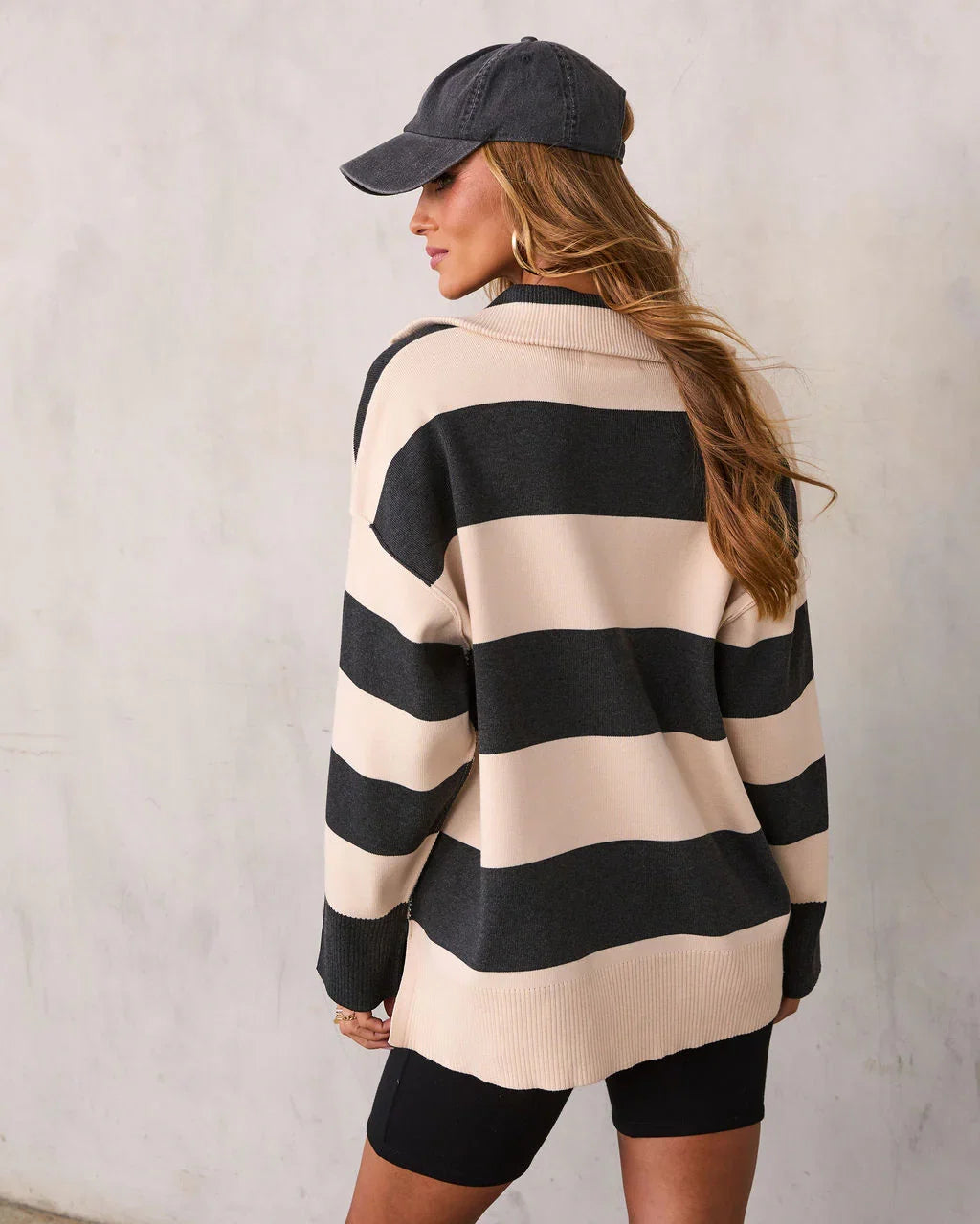 Jussie Striped Half Zip Sweater