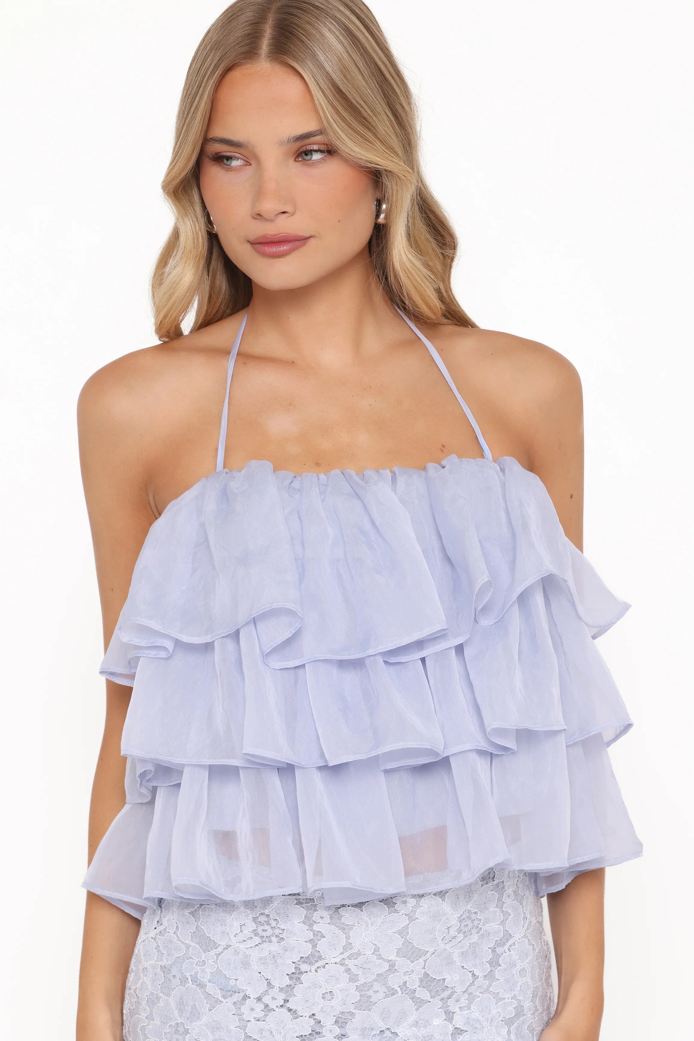 Taelya Flounce Top Blue