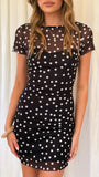Martha Mini Dress Black White Polka Dot