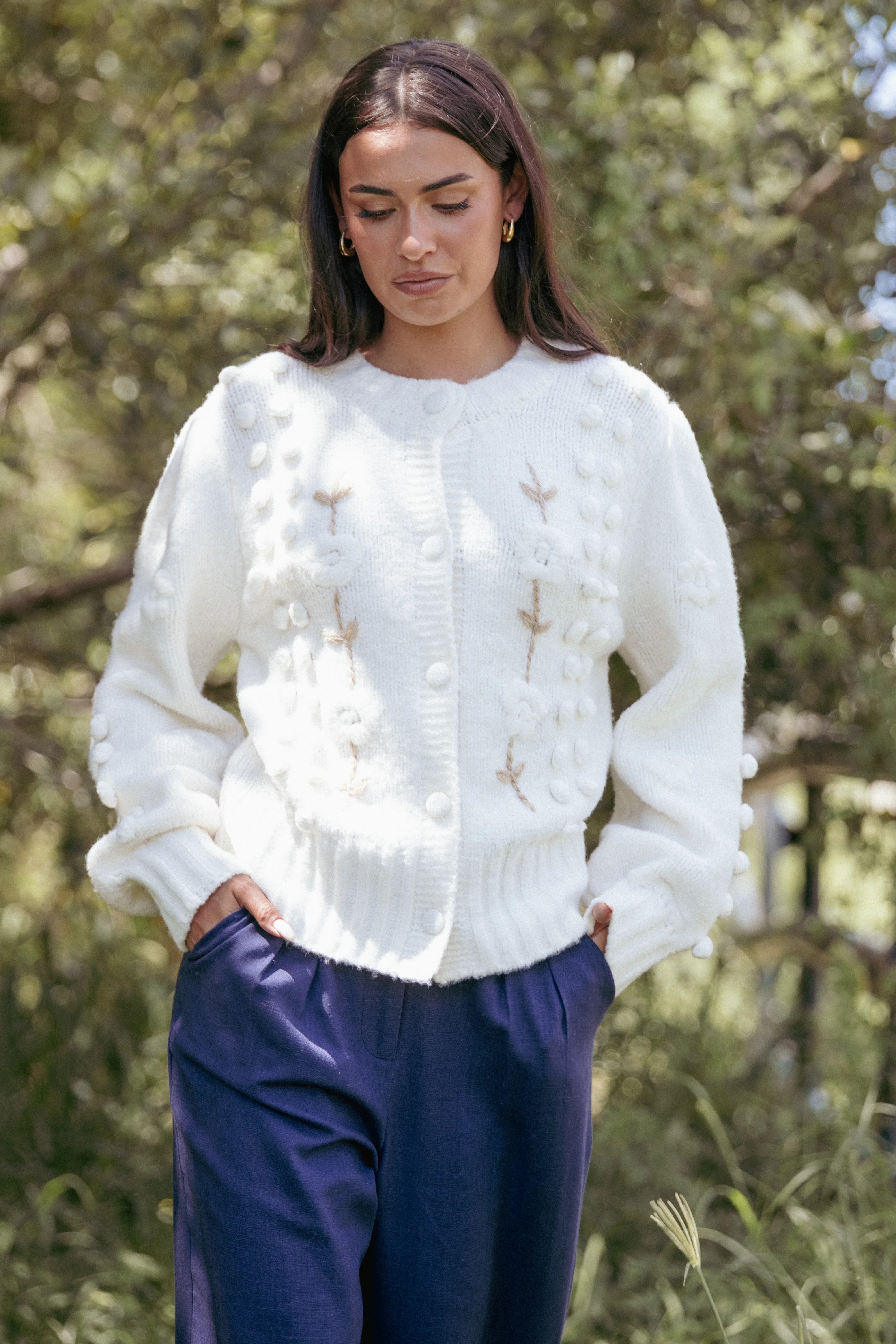 Cleo Floral Cardigan Cream