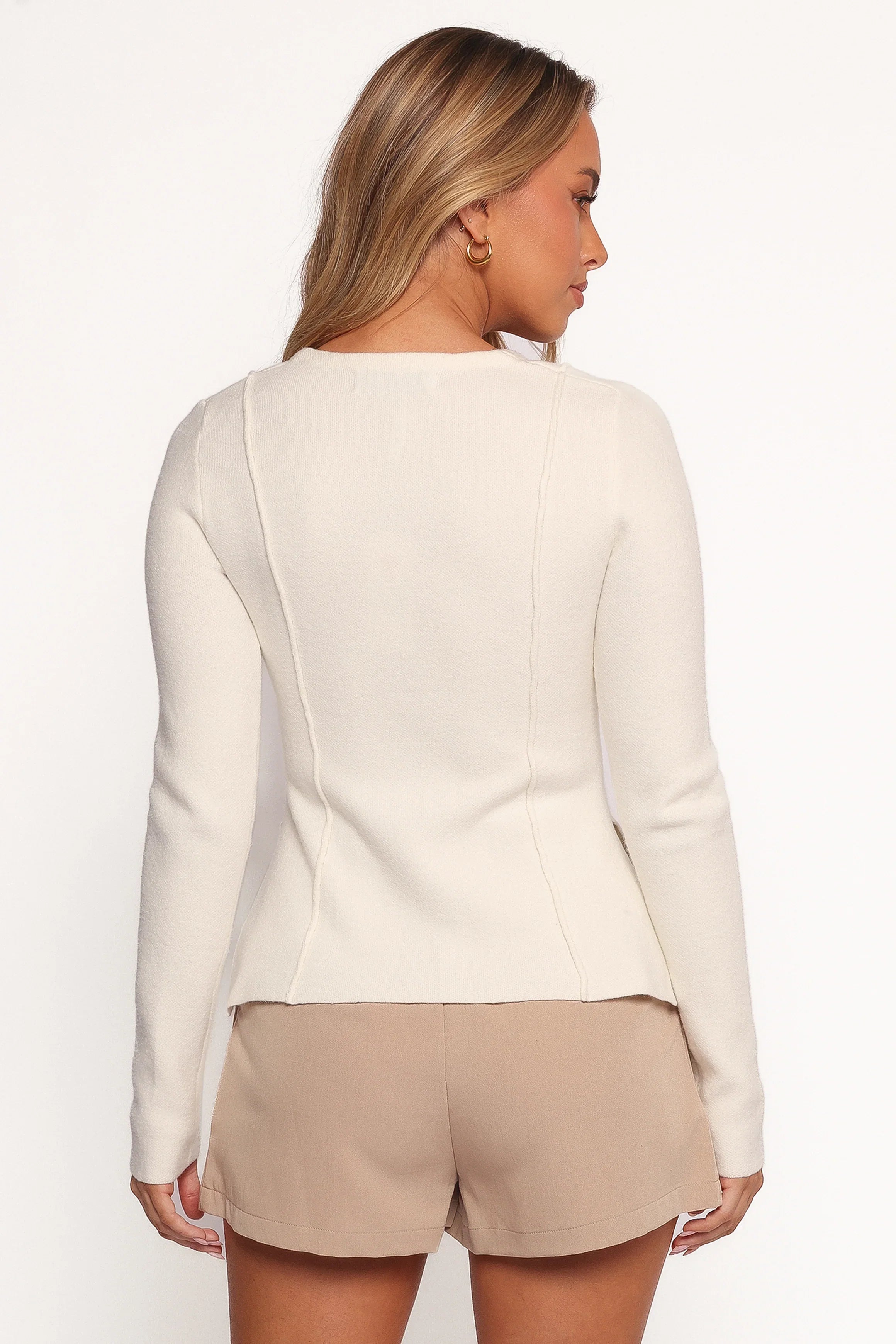 Eddie Clasp Front Cardigan Ivory