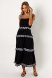 Chanty Tiered Midi Dress Black Gingham