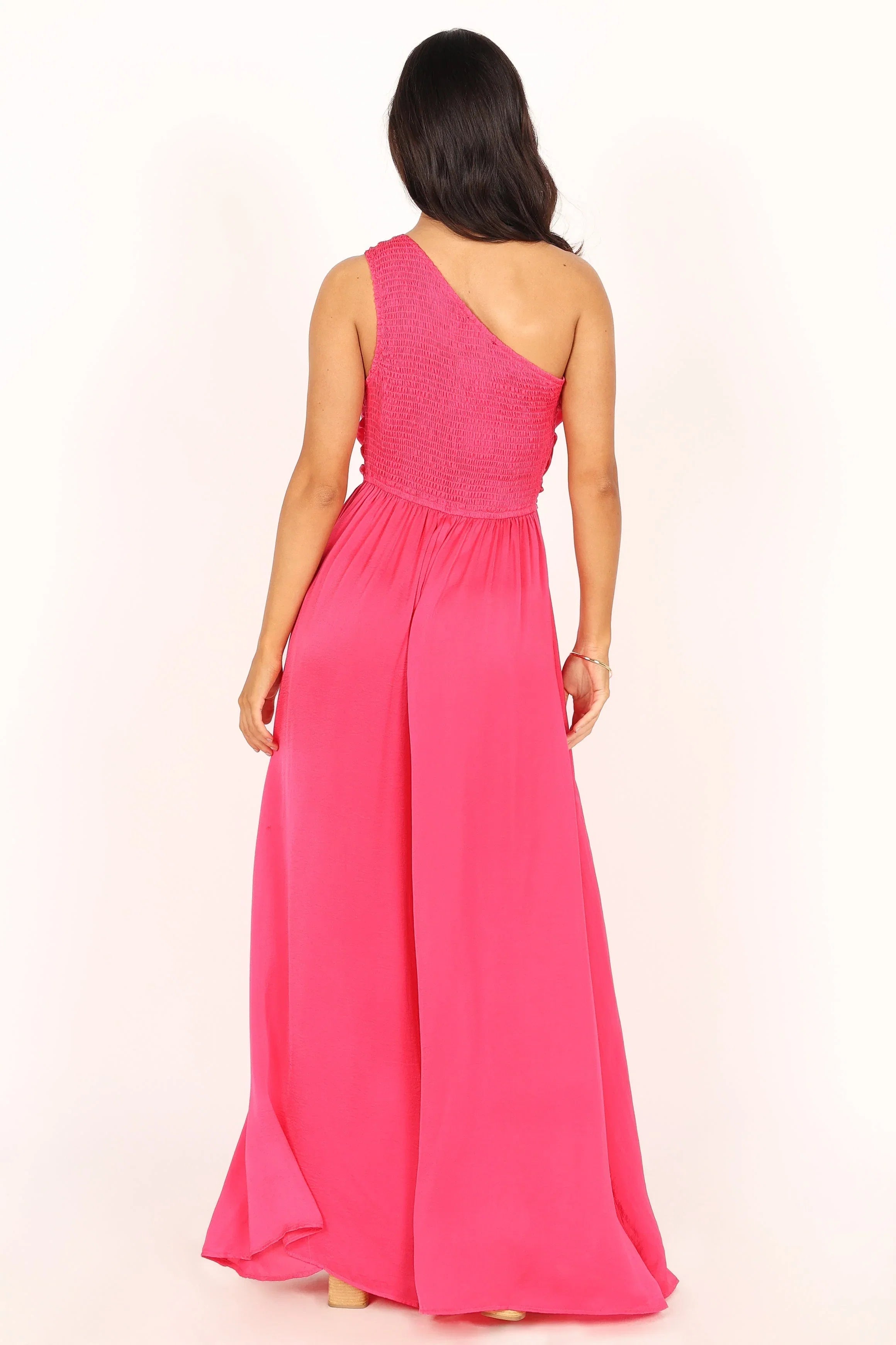 Sunanda One Shoulder Jumpsuit Fuchsia