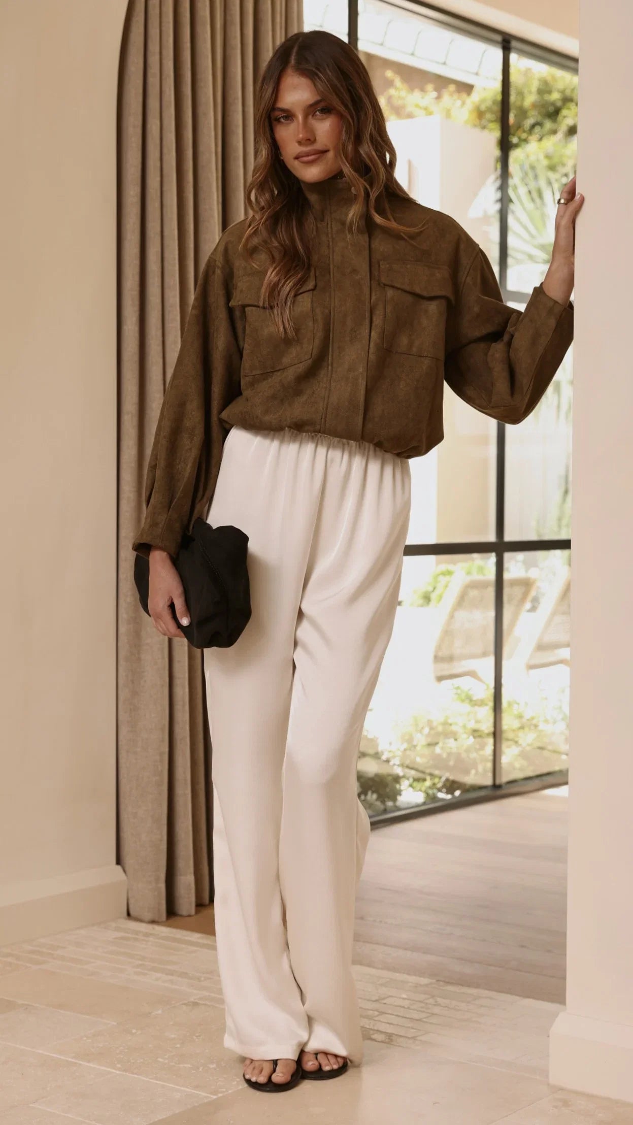 Josh Funnel Neck Jacket Khaki