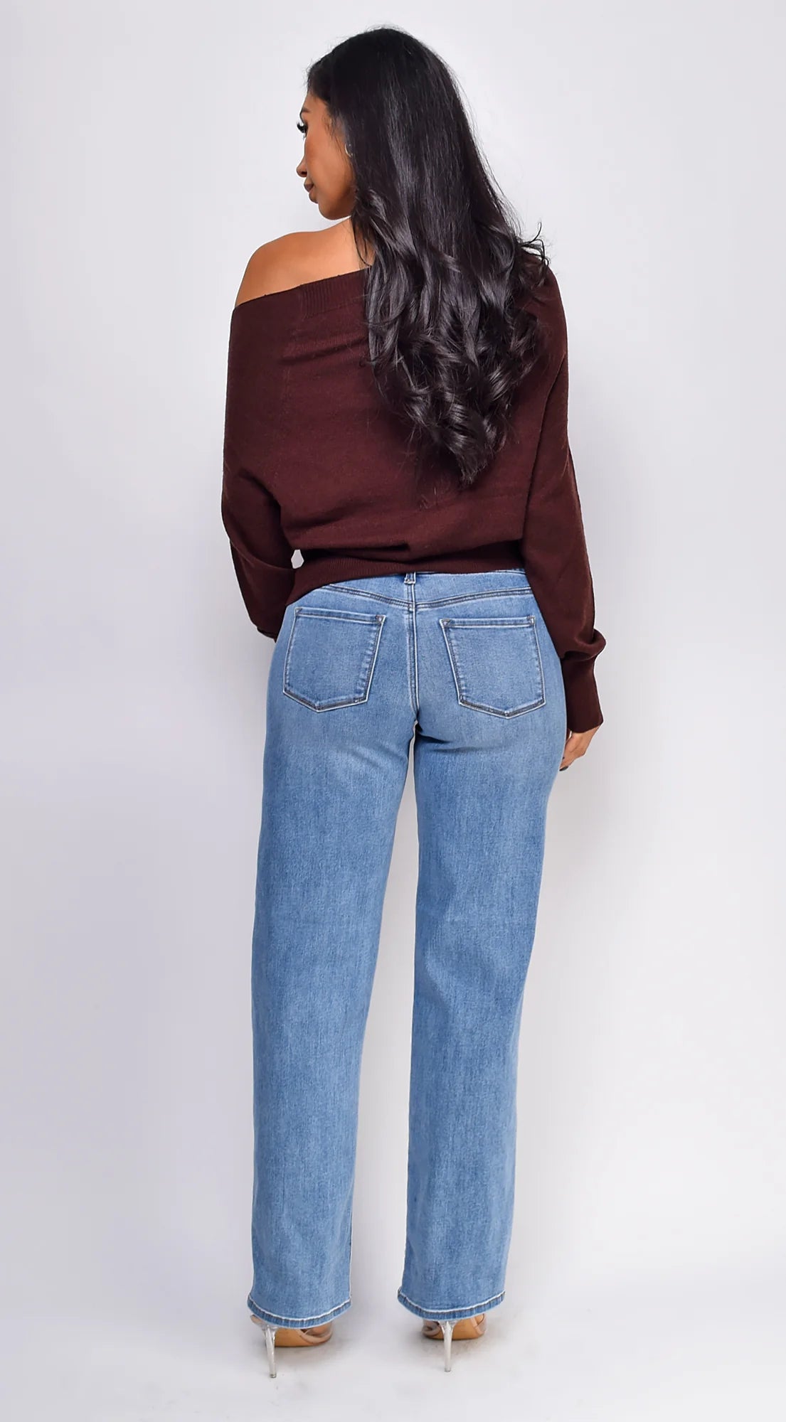 Alba Mid Rise Straight Leg Denim Jeans Blue