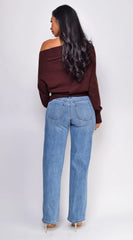 Alba Mid Rise Straight Leg Denim Jeans Blue