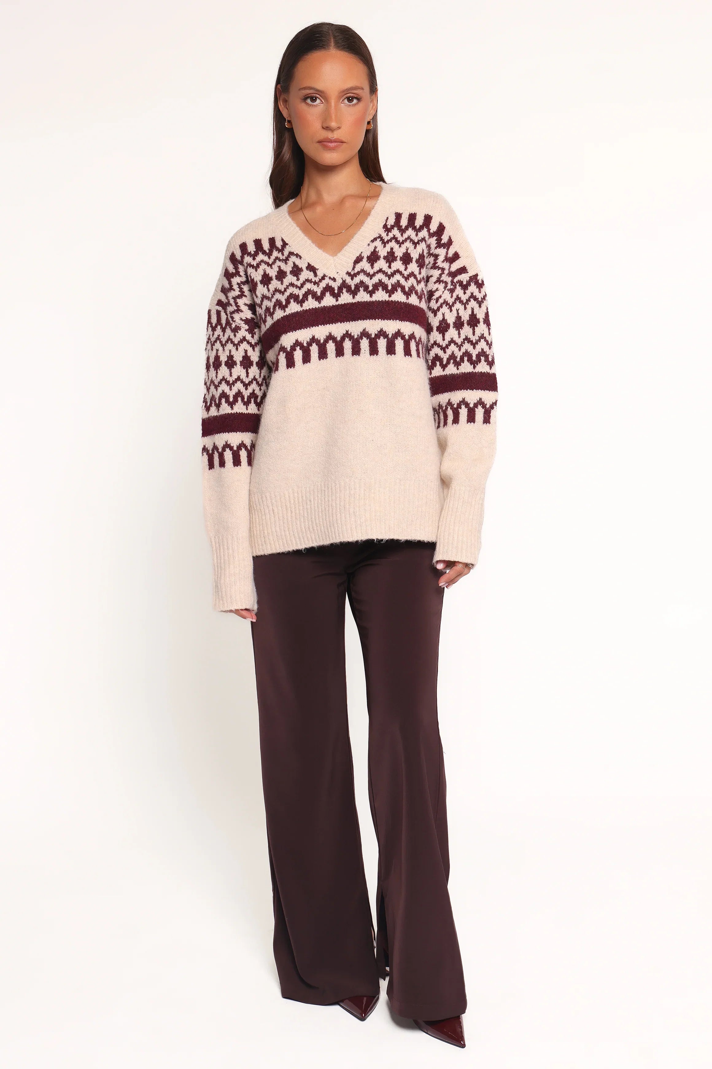 Astrid Sweater Beige Cherry