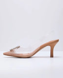 Namire Clear Slingback Embellished Charm Heels