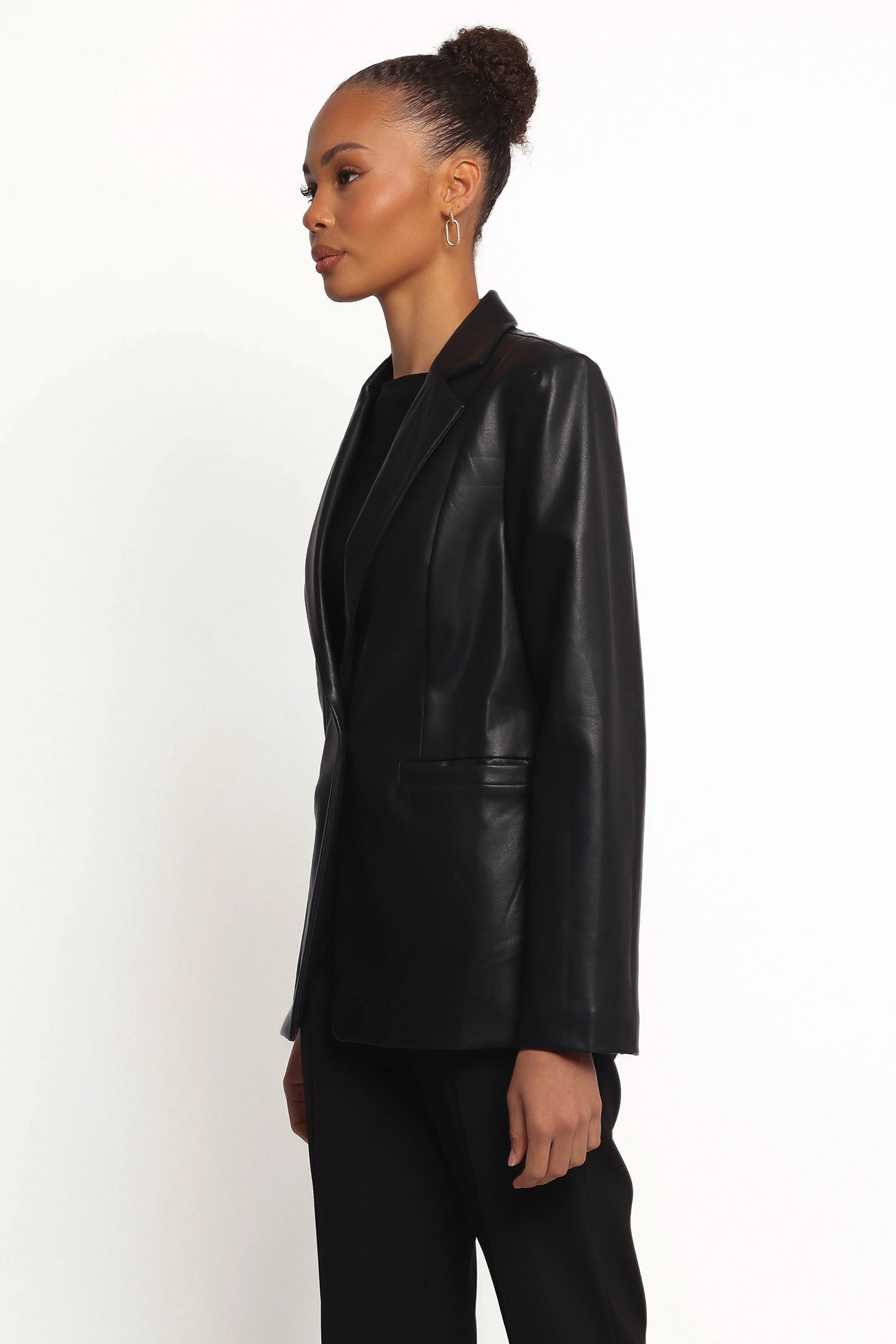 Jamie Faux Leather Blazer Black