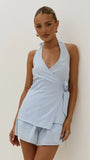 Malencia Wrap Top and Shorts Set Blue