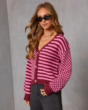 Soft Routine Checkered Striped Cardigan