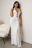 Zalyra Halter Cutout Maxi Dress White