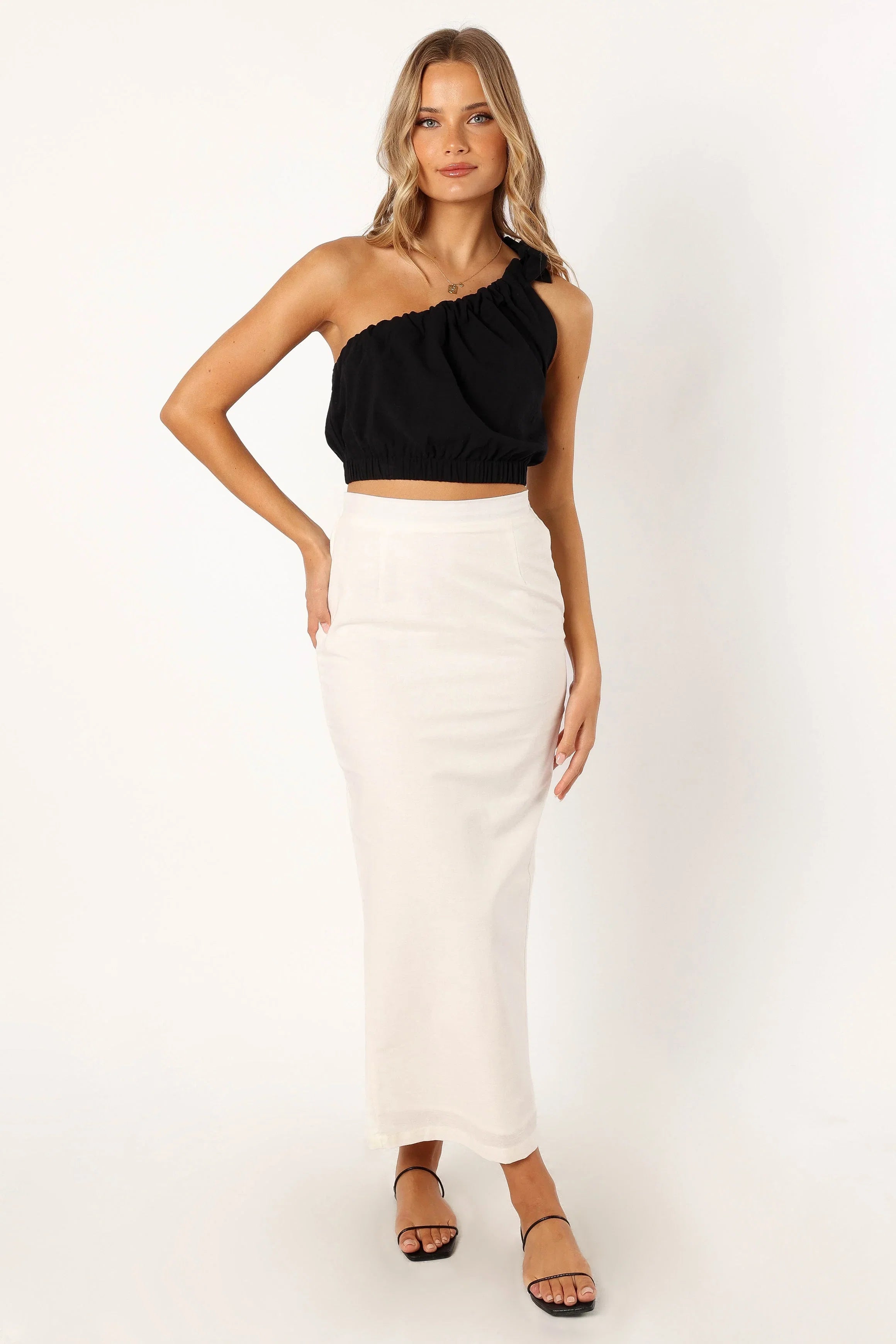 Marcoola One Shoulder Top Black