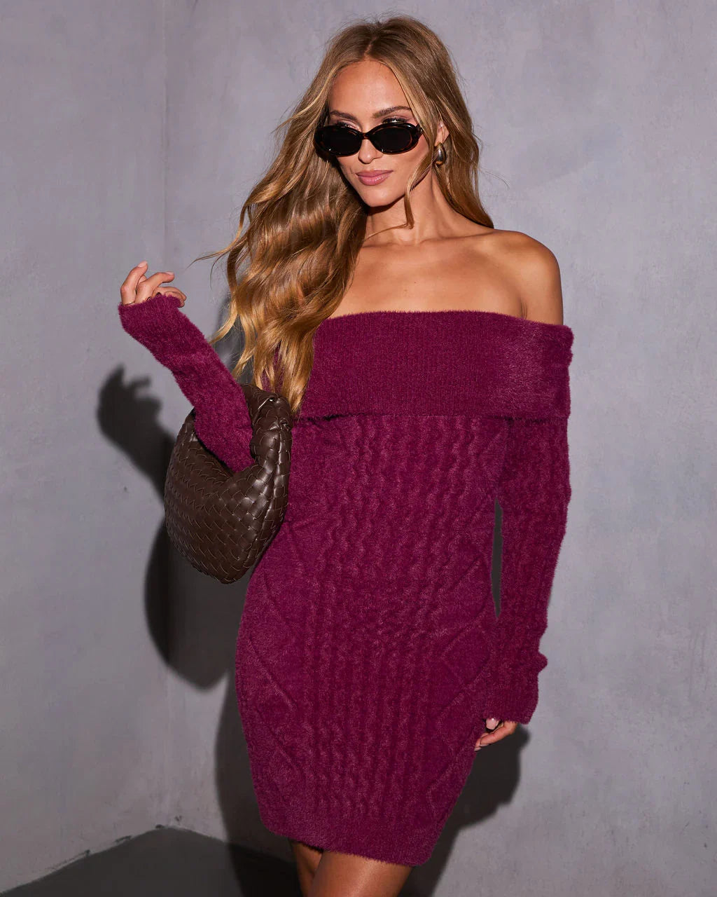 Ondine Off The Shoulder Mini Sweater Dress