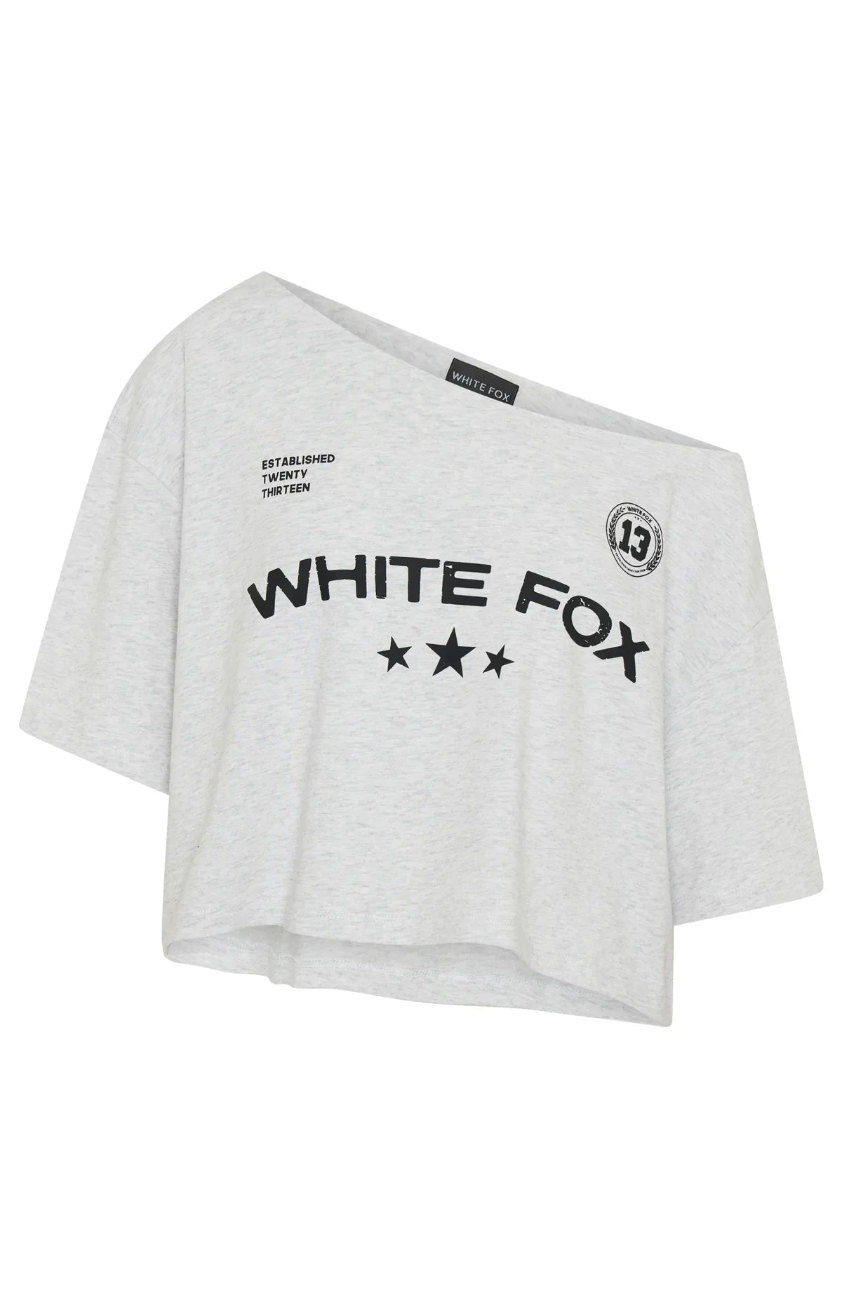 Stay Clear Off Shoulder Cropped Tee Grey Marle