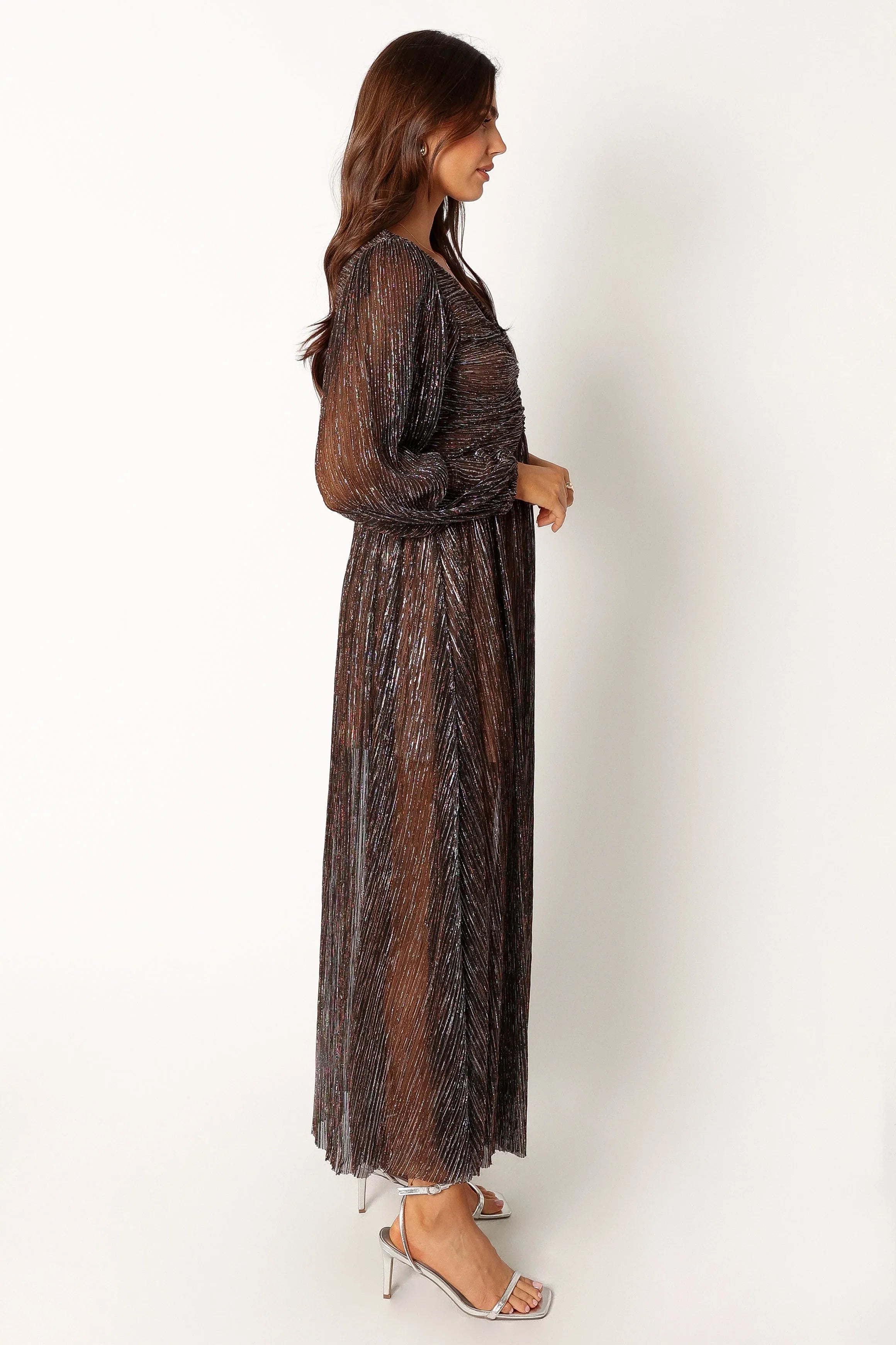 Lustre Long Sleeve Midi Dress Bronze