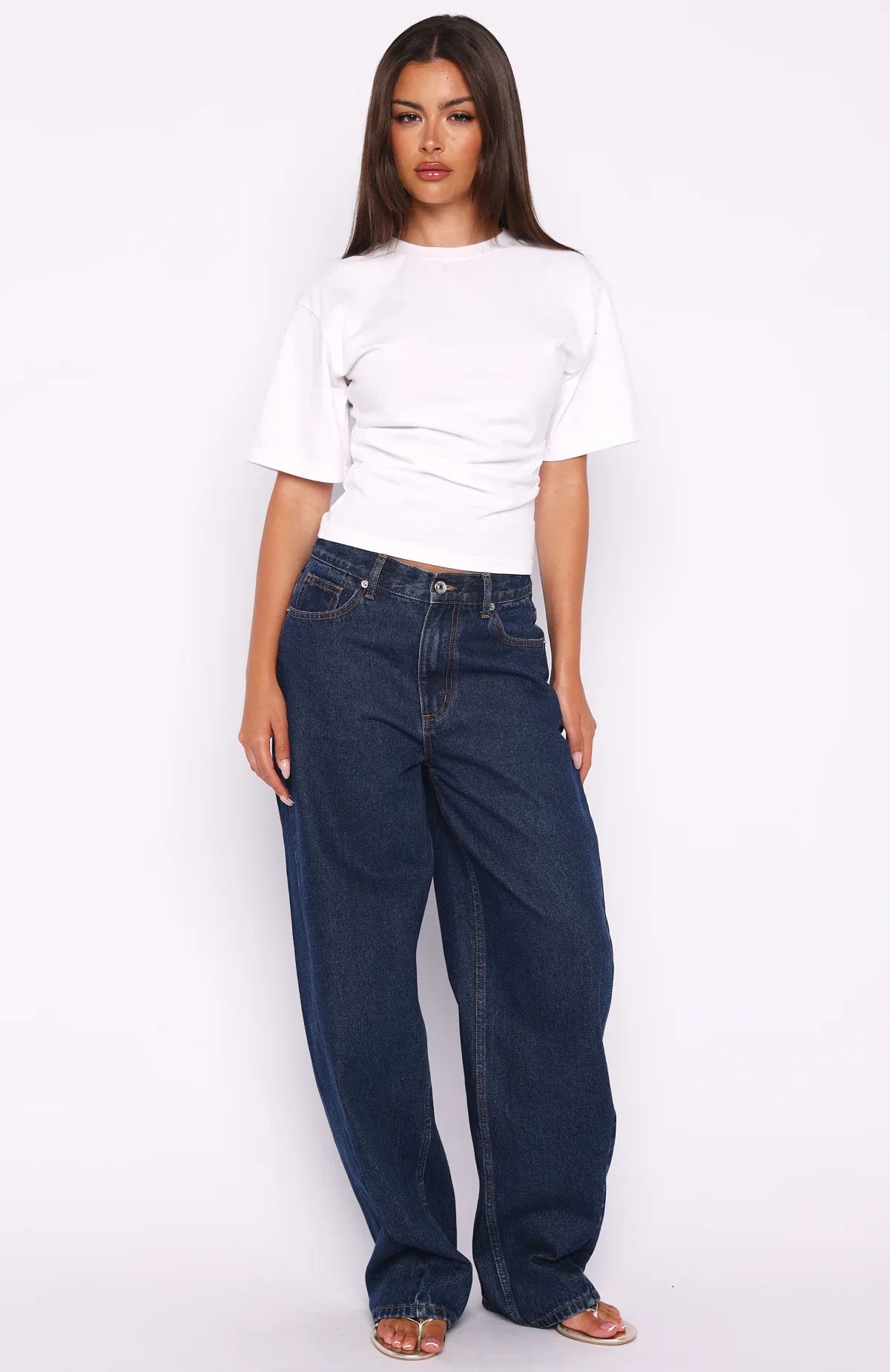 Destination Unknown Cinched Waist Boxy Tee White