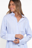 Harlan Long Sleeve Midi Dress Blue Pink Stripe